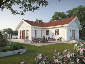 Enplanshus i lantlig stil