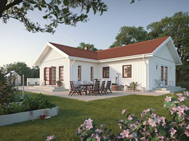 Enplanshus i lantlig stil