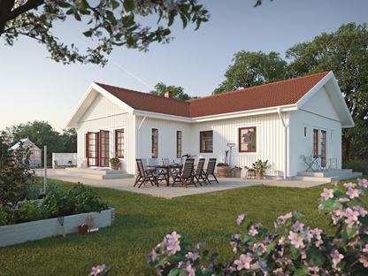 Enplanshus i lantlig stil