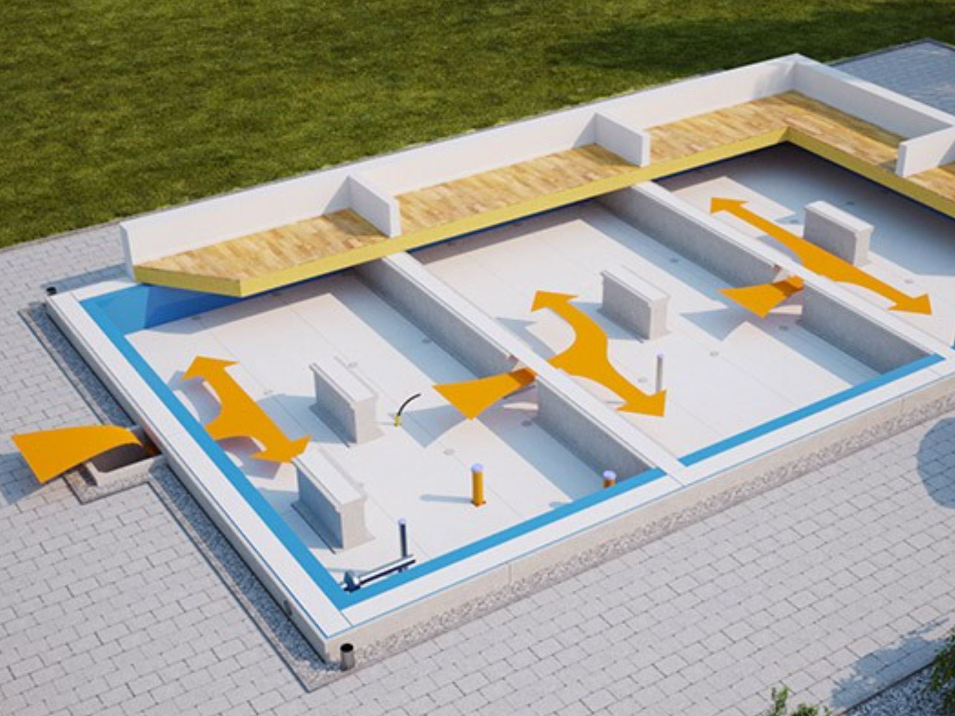 3D ritning för grund till nybyggt hus